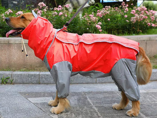 Dog Raincoat Waterproof Dog Suits Dot Rain Cape for Medium Big Dogs Hooded Jacket Poncho Pet Rain Coat Chubasquero Para Perrors