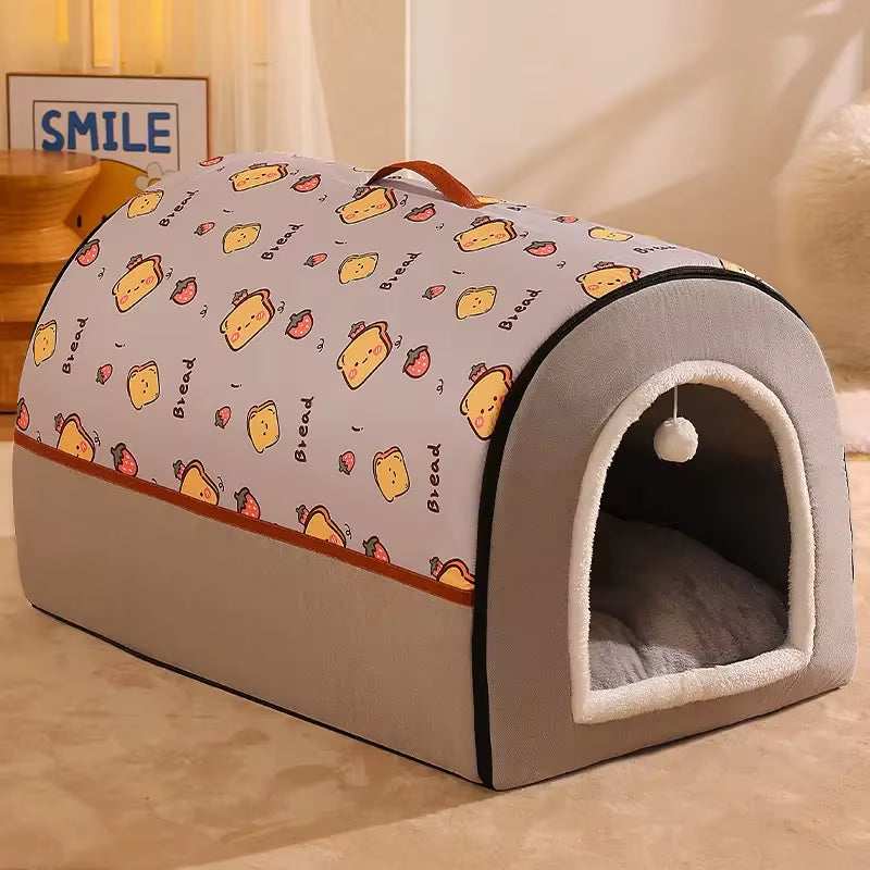 Winter Dog Kennel Warm Dog House Mat Detachable Washable Dogs Bed Nest Deep Sleep Tent for Medium Large Dogs House Dog Supplies